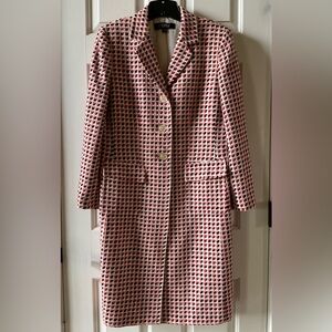 Kasper Pink & Burgundy Patterned Long Dressy Textured Trench Coat Size 12